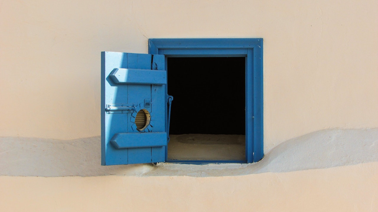 opened blue cabinet
