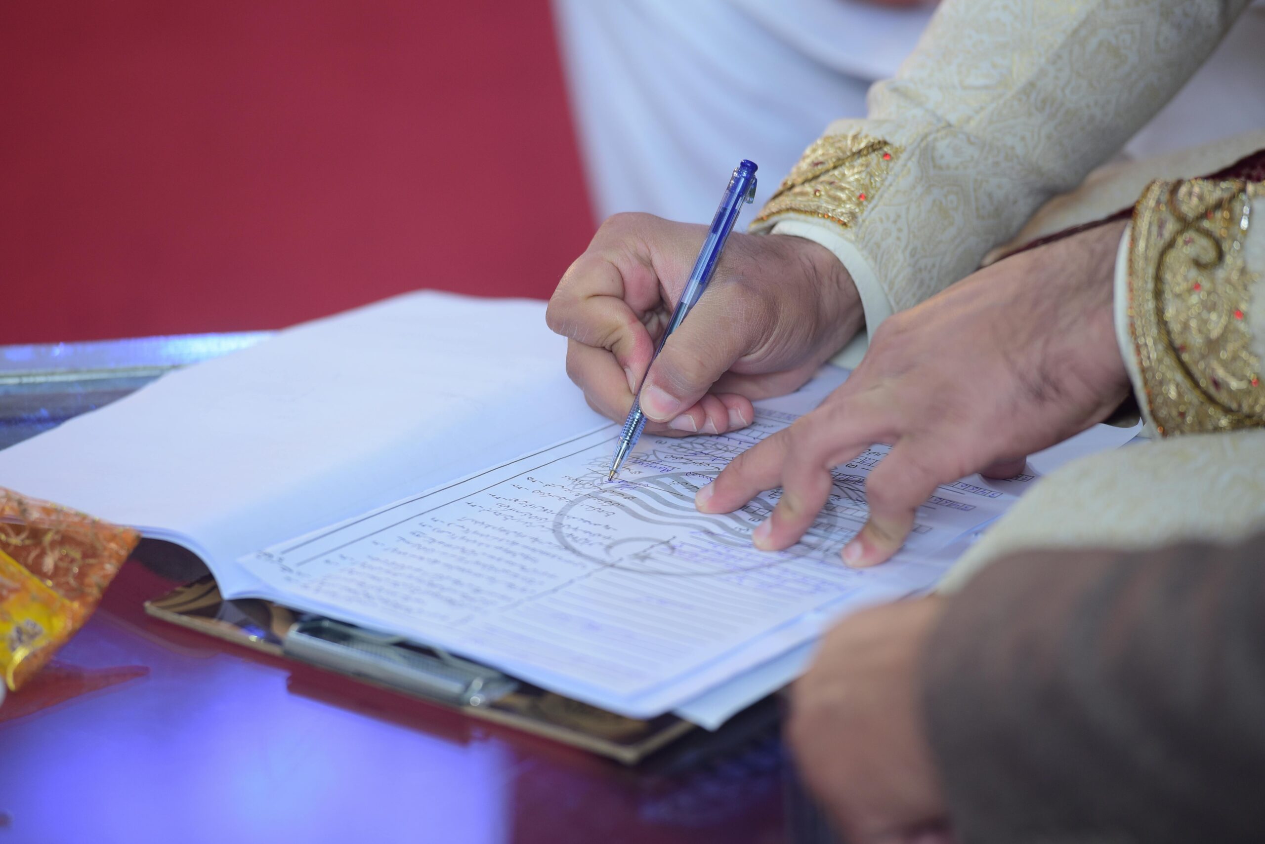 Muslim wedding ceremony representing foreign marriage contracts